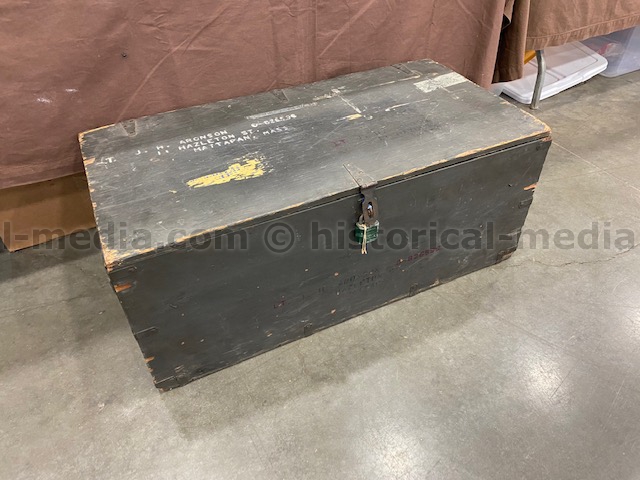 Lot 1945 - A leather trunk with initials 'I.H.M.