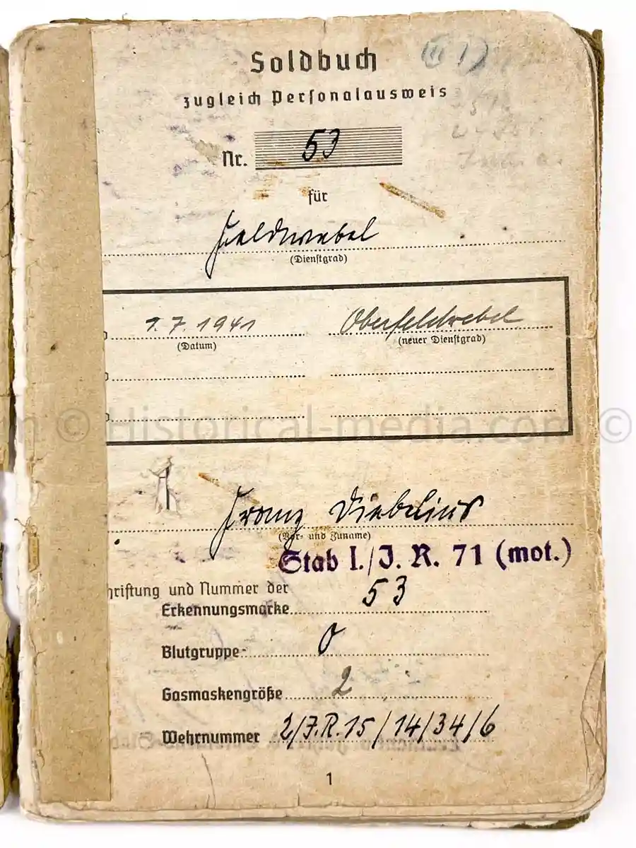 SOLDBUCH - 29. INFANTERIE-DIVISION FALKE - (sIG Sf.) - STALINGRAD
