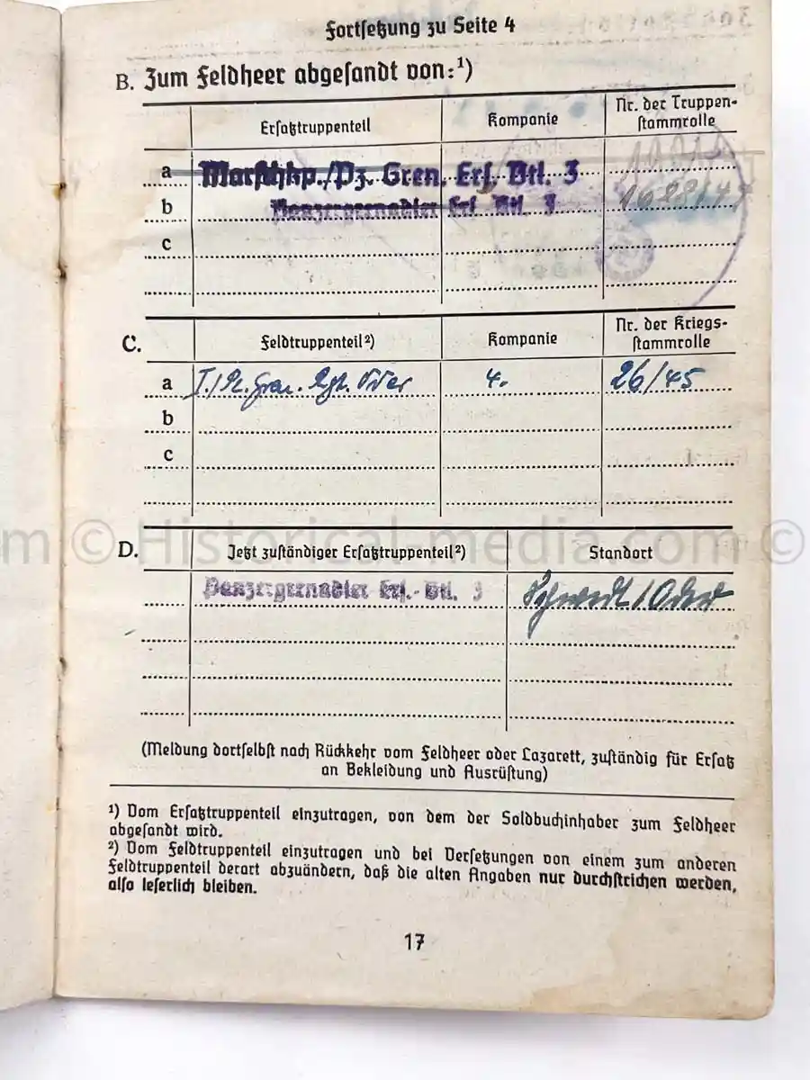 SOLDBUCH - 547. VOLKSGRENADIER DIVISION - PANZER GRENADIER REGIMENT ODER