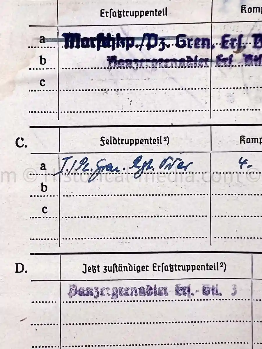 SOLDBUCH - 547. VOLKSGRENADIER DIVISION - PANZER GRENADIER REGIMENT ODER