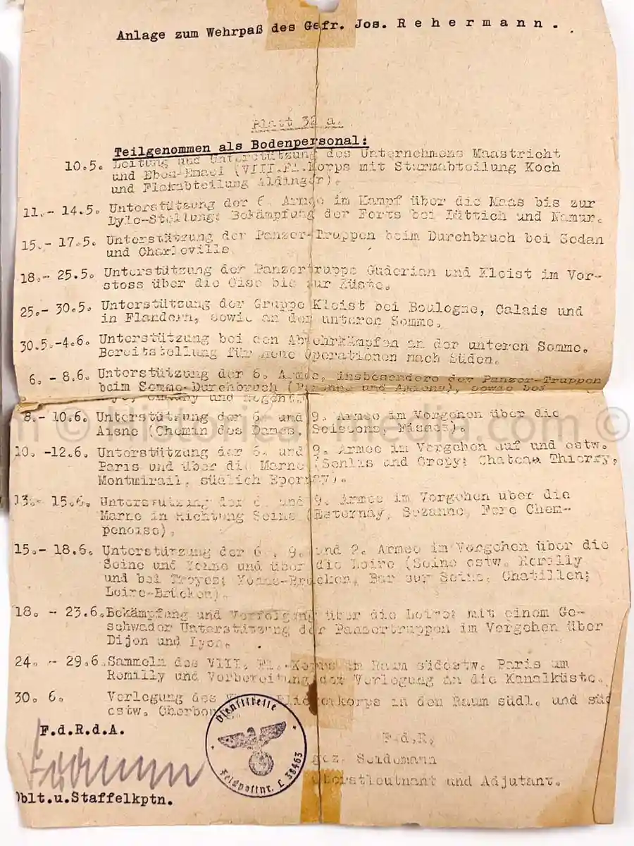 WEHRPASS - JAGDGESCHWADER 27 - EBEN EMAEL - AFRIKAKORPS - D-DAY - NORMANDY !