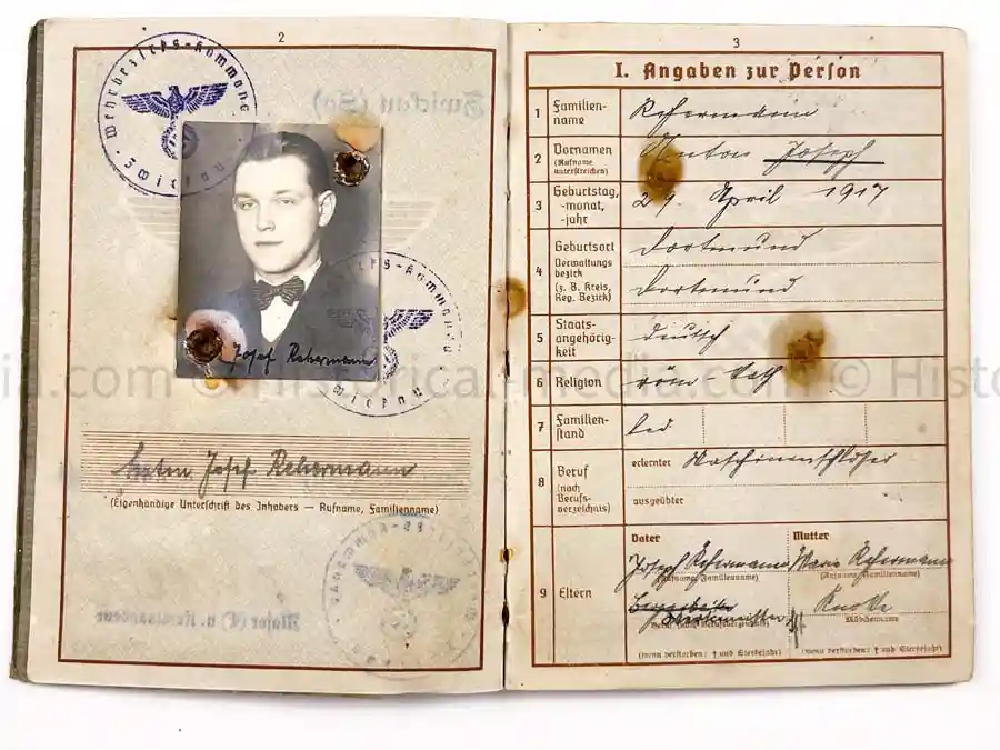 WEHRPASS - JAGDGESCHWADER 27 - EBEN EMAEL - AFRIKAKORPS - D-DAY - NORMANDY !