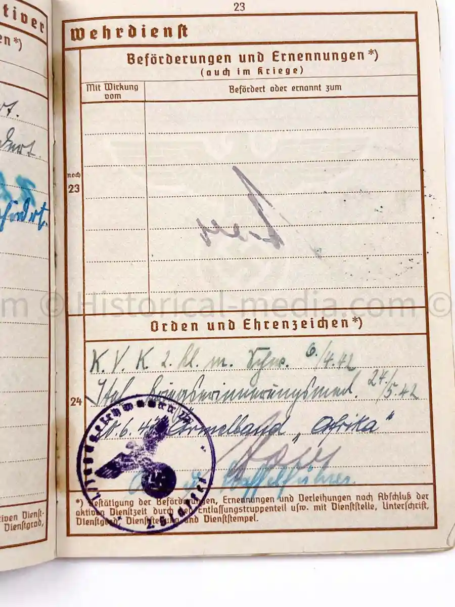 WEHRPASS - JAGDGESCHWADER 27 - EBEN EMAEL - AFRIKAKORPS - D-DAY - NORMANDY !