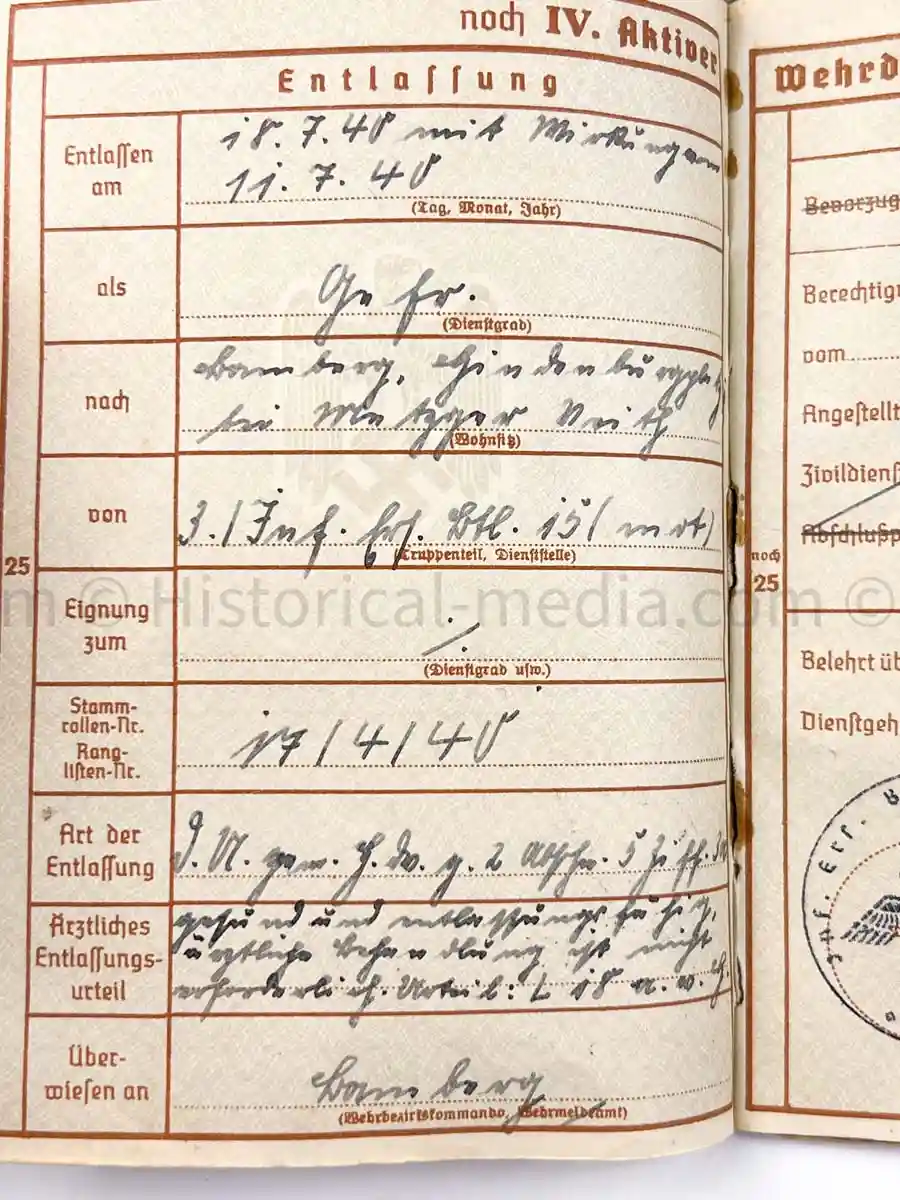 WEHRPASS - 29. INFANTERIE DIVISION FALKE - POLAND CAMPAIGN - CIEPIELÓW MASSACRE