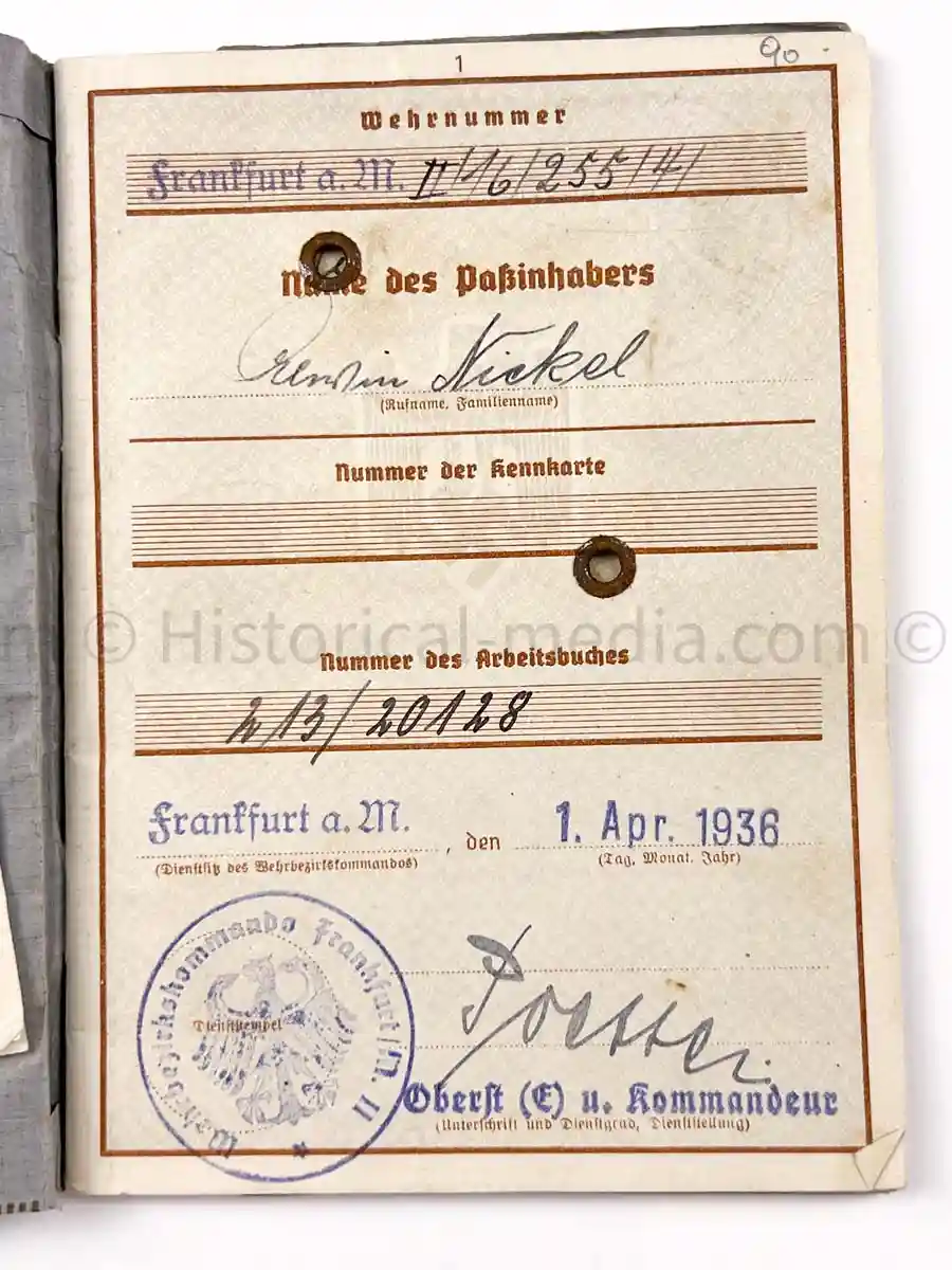 WEHRPASS - PIONIER BATAILLON 49 - 10. PANZER DIVISION - POLAND 1939 - BREST-LITOVSK 