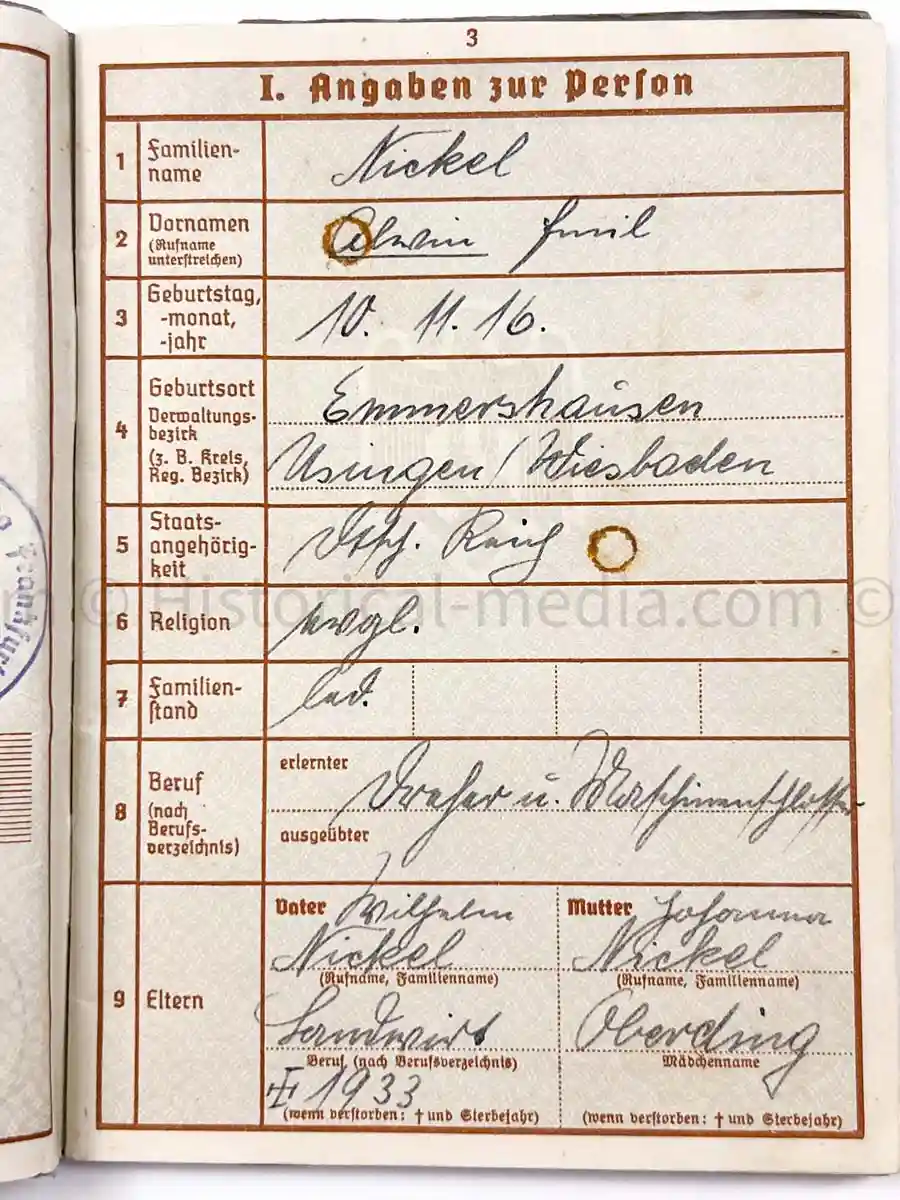 WEHRPASS - PIONIER BATAILLON 49 - 10. PANZER DIVISION - POLAND 1939 - BREST-LITOVSK 