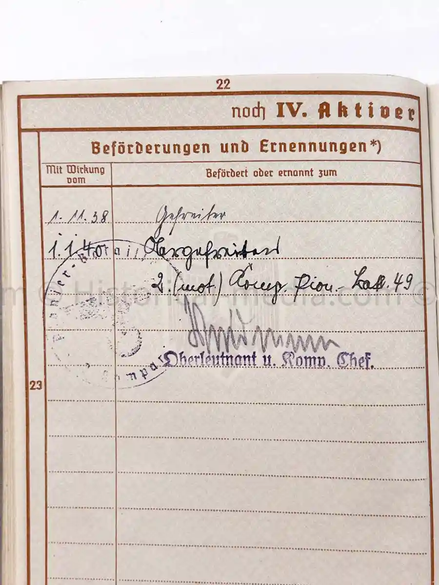WEHRPASS - PIONIER BATAILLON 49 - 10. PANZER DIVISION - POLAND 1939 - BREST-LITOVSK 