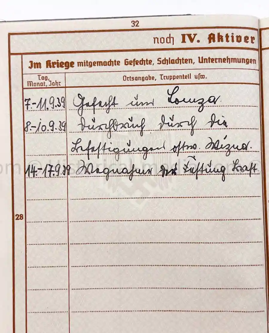 WEHRPASS - PIONIER BATAILLON 49 - 10. PANZER DIVISION - POLAND 1939 - BREST-LITOVSK 