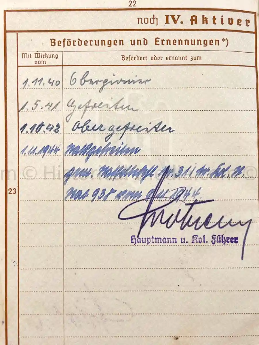 WEHRPASS - PIONIER BATAILLON 88 - 46 INFANTERIE DIVISION - POLAND, FRANCE & RUSSIA - SEVASTAPOL 