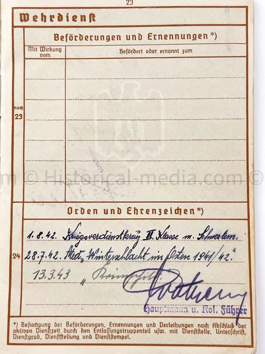 WEHRPASS - PIONIER BATAILLON 88 - 46 INFANTERIE DIVISION - POLAND, FRANCE & RUSSIA - SEVASTAPOL 