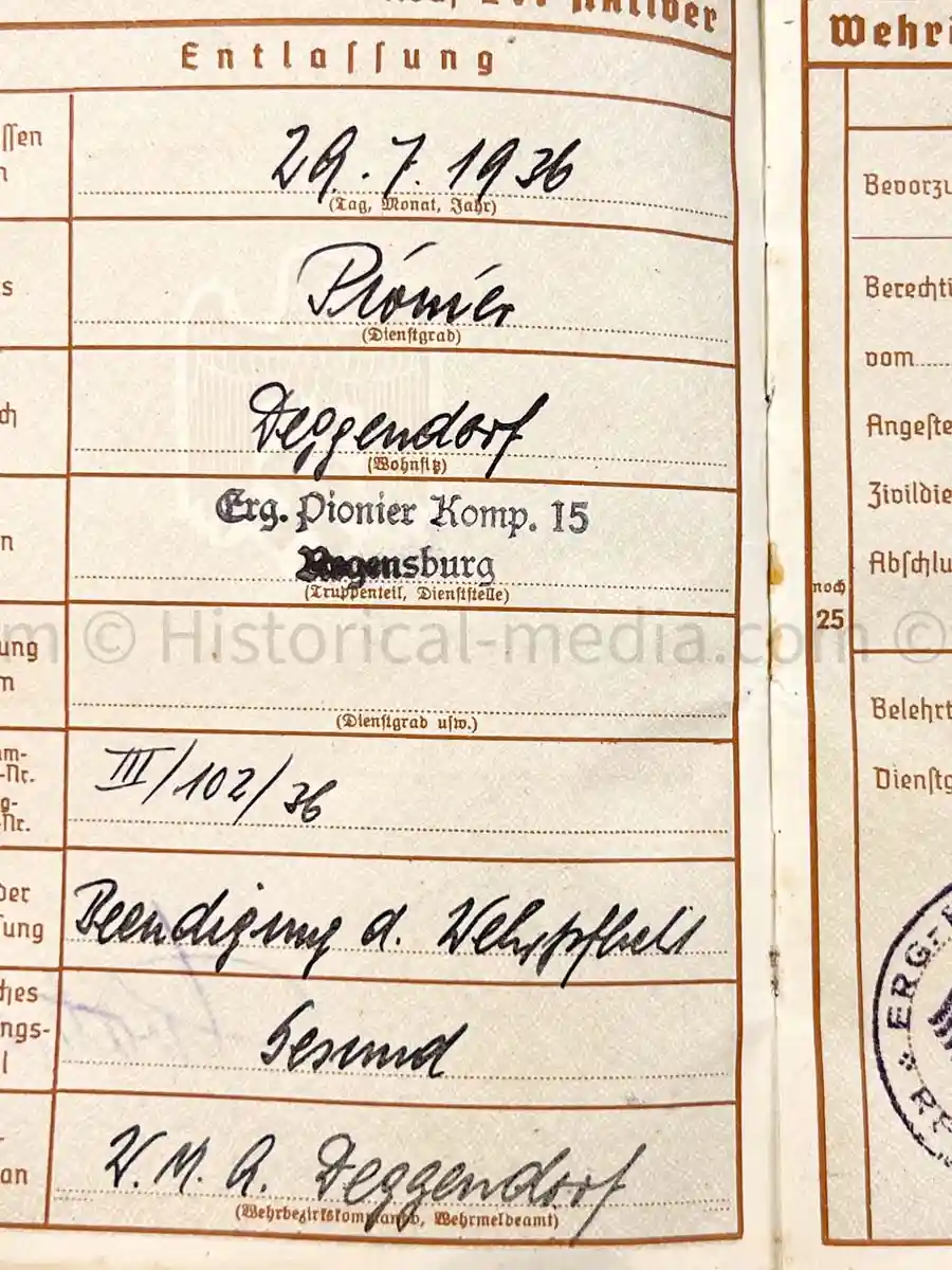 WEHRPASS - PIONIER BATAILLON 88 - 46 INFANTERIE DIVISION - POLAND, FRANCE & RUSSIA - SEVASTAPOL 