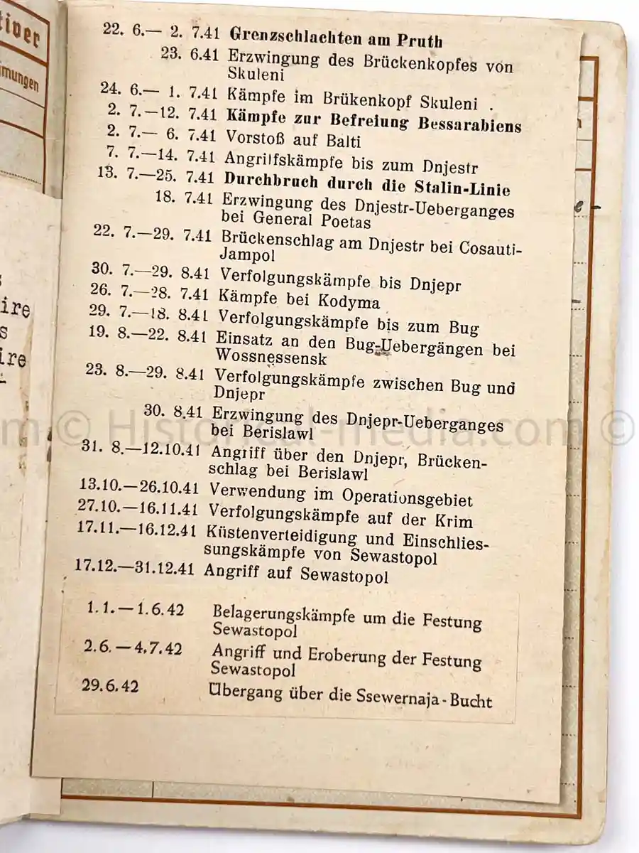 WEHRPASS - PIONIER BATAILLON 88 - 46 INFANTERIE DIVISION - POLAND, FRANCE & RUSSIA - SEVASTAPOL 