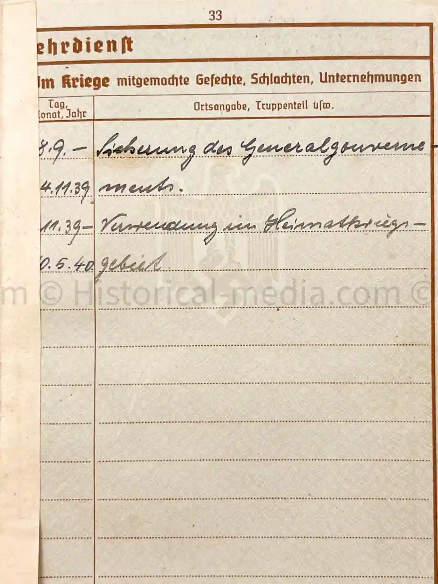 WEHRPASS - PIONIER BATAILLON 88 - 46 INFANTERIE DIVISION - POLAND, FRANCE & RUSSIA - SEVASTAPOL 