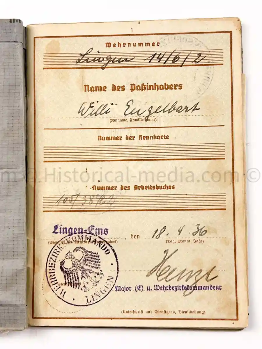WEHRPASS - PIONIER BAT. 88 - 46. INFANTERIE DIVISION - POLAND, FRANCE, RUSSIA - KIA 
