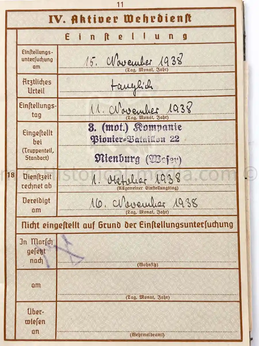 WEHRPASS - PIONIER BAT. 88 - 46. INFANTERIE DIVISION - POLAND, FRANCE, RUSSIA - KIA 
