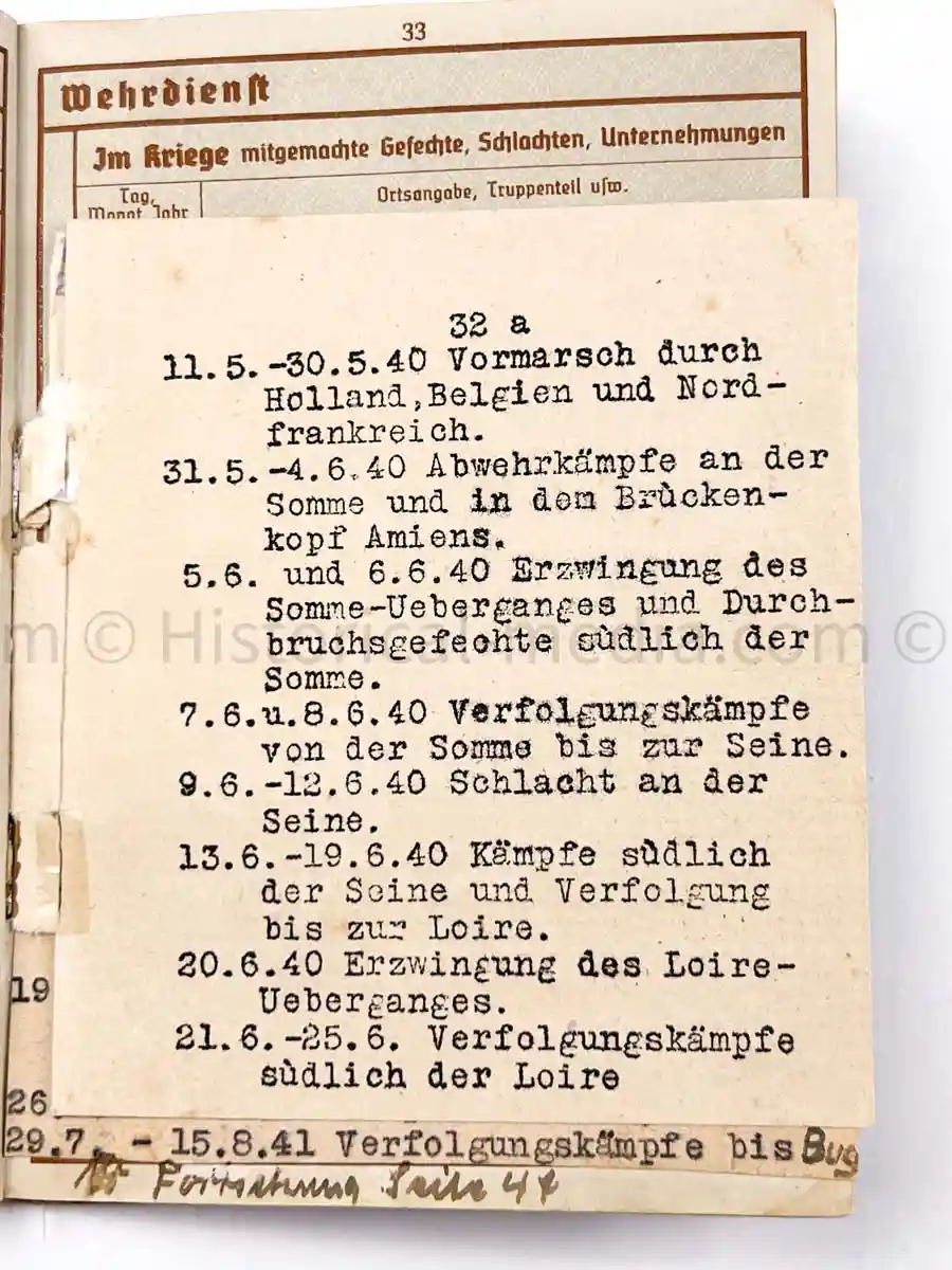 WEHRPASS - PIONIER BAT. 88 - 46. INFANTERIE DIVISION - POLAND, FRANCE, RUSSIA - KIA 