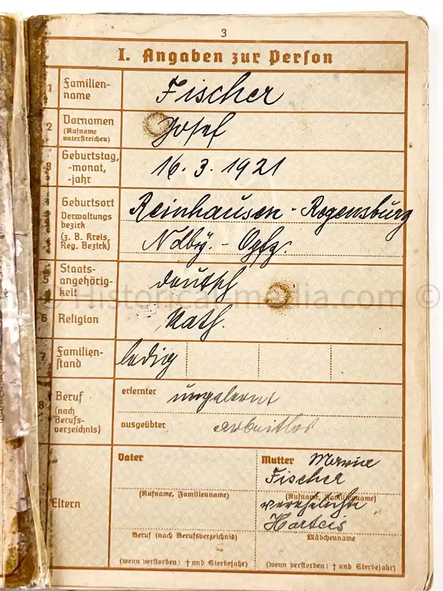 WEHRPASS - PANZERJÄGER ABTEILUNG 52 - 46. INFANTERIE DIVISION - POLAND, FRANCE, RUSSIA 