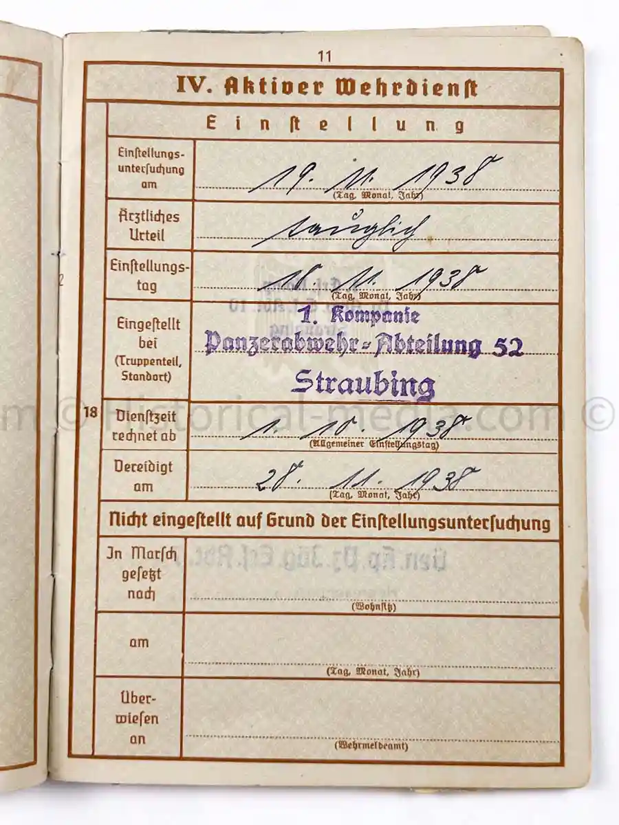 WEHRPASS - PANZERJÄGER ABTEILUNG 52 - 46. INFANTERIE DIVISION - POLAND, FRANCE, RUSSIA 