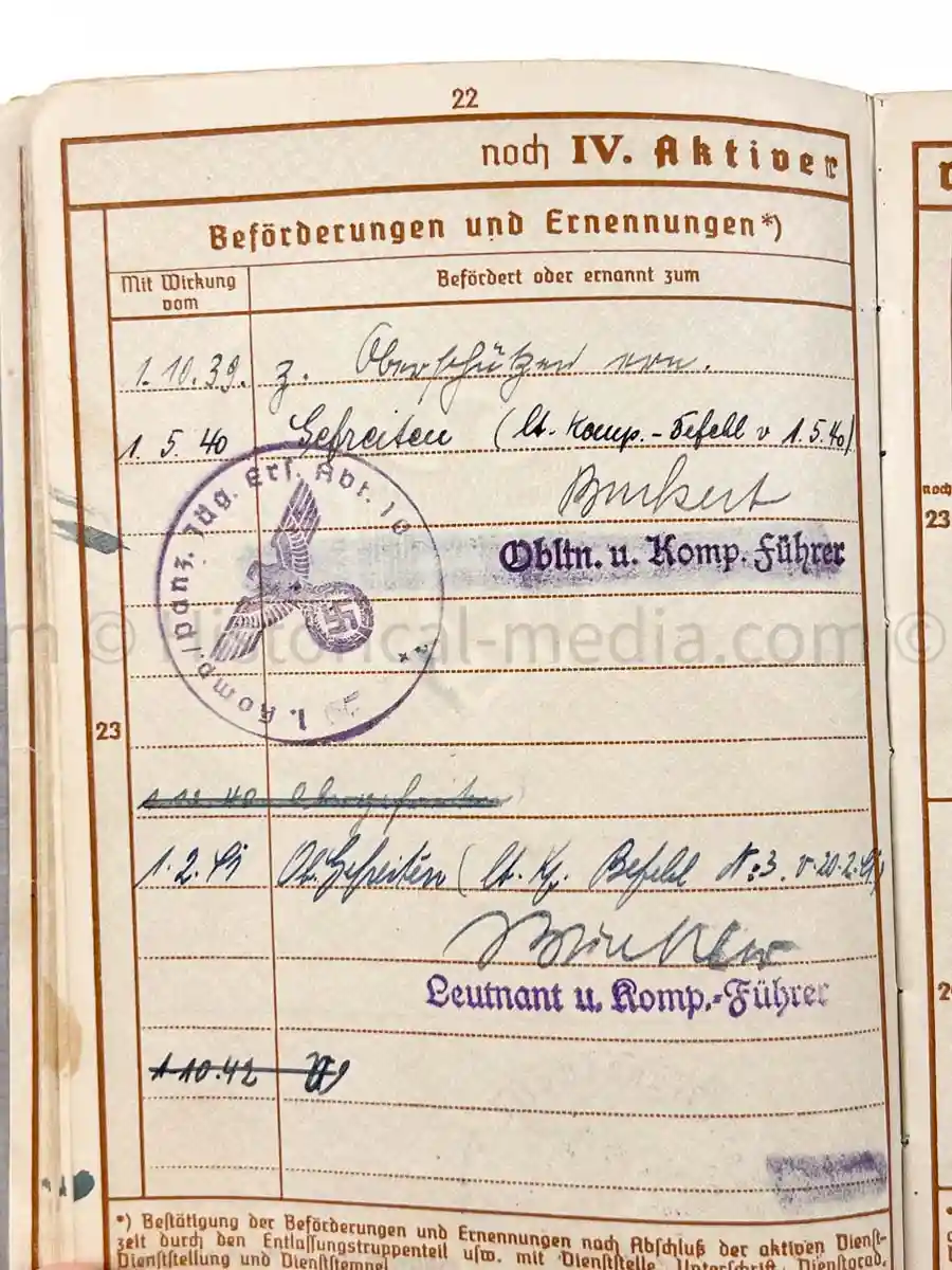 WEHRPASS - PANZERJÄGER ABTEILUNG 52 - 46. INFANTERIE DIVISION - POLAND, FRANCE, RUSSIA 