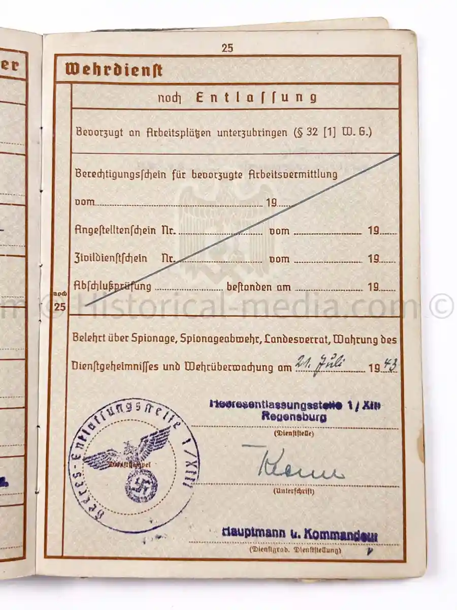 WEHRPASS - PANZERJÄGER ABTEILUNG 52 - 46. INFANTERIE DIVISION - POLAND, FRANCE, RUSSIA 