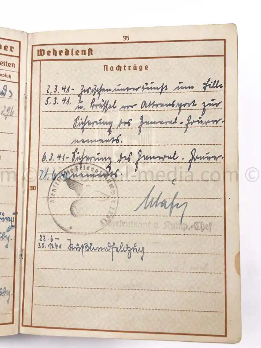 WEHRPASS - PANZERJÄGER ABTEILUNG 52 - 46. INFANTERIE DIVISION - POLAND, FRANCE, RUSSIA 