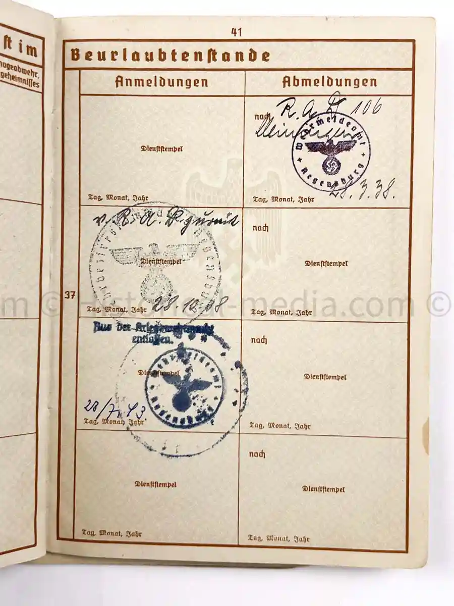 WEHRPASS - PANZERJÄGER ABTEILUNG 52 - 46. INFANTERIE DIVISION - POLAND, FRANCE, RUSSIA 