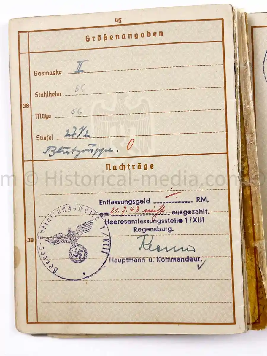 WEHRPASS - PANZERJÄGER ABTEILUNG 52 - 46. INFANTERIE DIVISION - POLAND, FRANCE, RUSSIA 