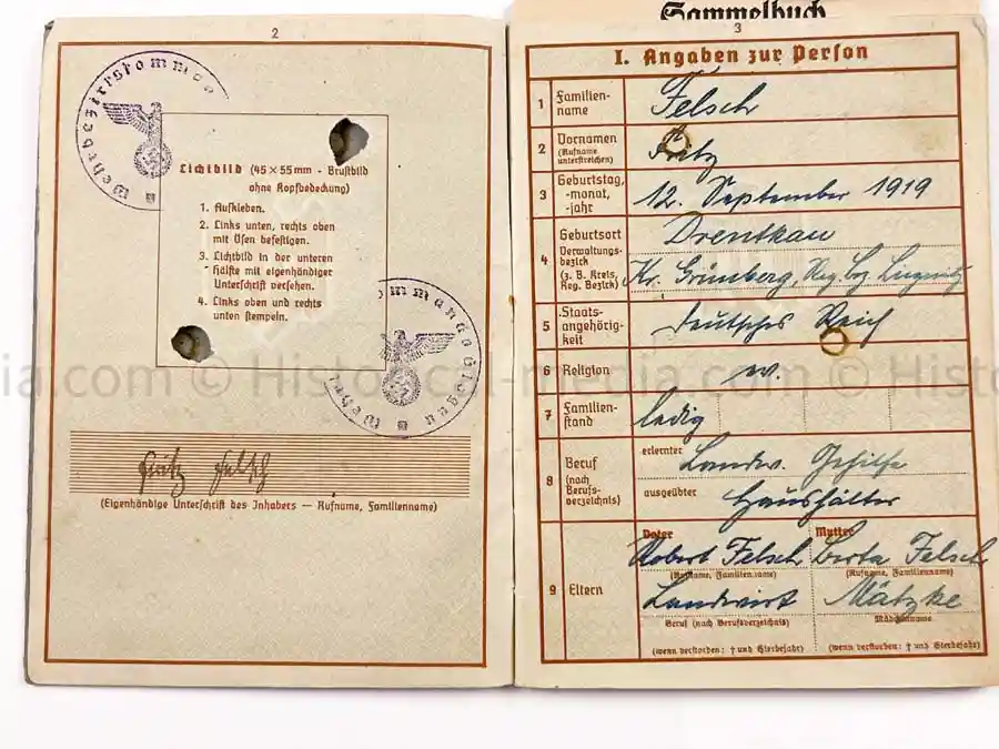 WEHRPASS - INFANTERIE REGIMENT 54 - 18. INFANTERIE DIVISION - POAND, FRANCE, RUSSIA 
