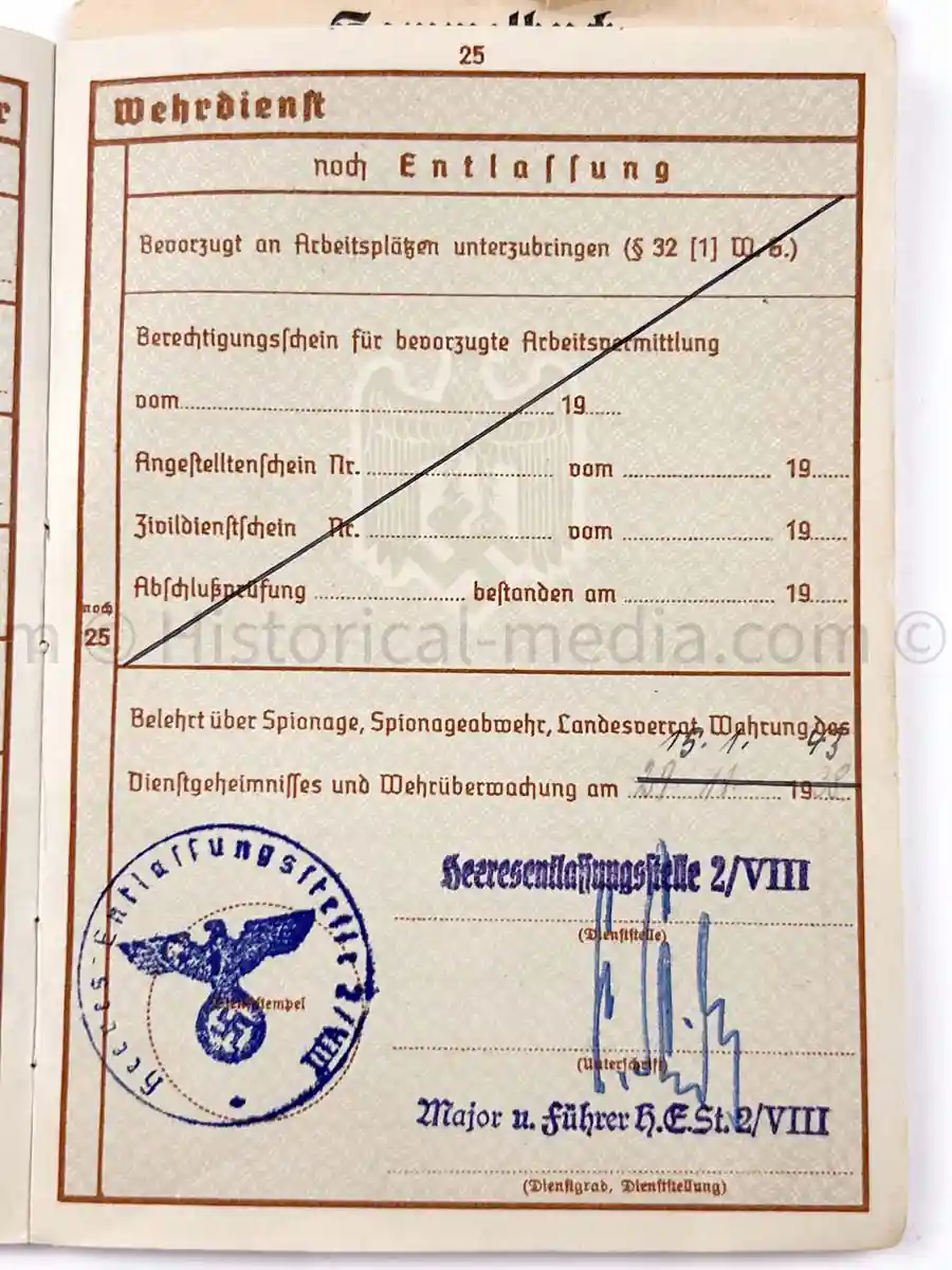 WEHRPASS - INFANTERIE REGIMENT 54 - 18. INFANTERIE DIVISION - POAND, FRANCE, RUSSIA 