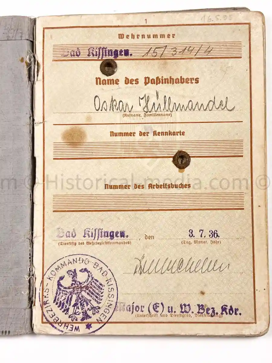 WEHRPASS - KRADSCHÜTZEN BATAILLON 7 - 2. LEICHTE DIVISION - POLAND, FRANCE, RUSSIA, BALKANS, GREECE 