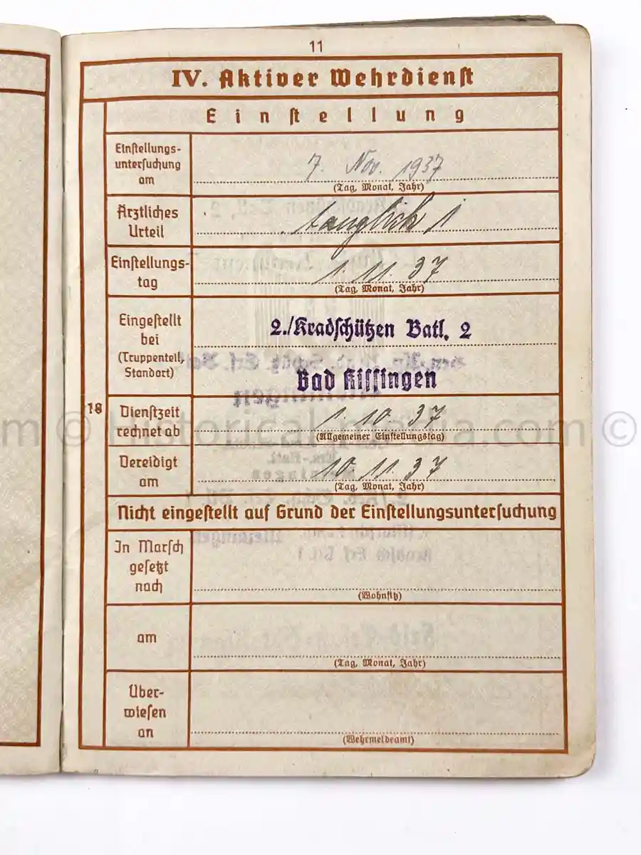 WEHRPASS - KRADSCHÜTZEN BATAILLON 7 - 2. LEICHTE DIVISION - POLAND, FRANCE, RUSSIA, BALKANS, GREECE 