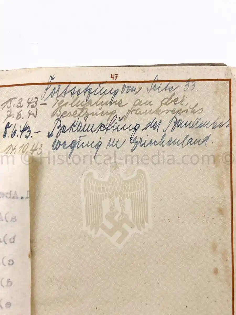 WEHRPASS - KRADSCHÜTZEN BATAILLON 7 - 2. LEICHTE DIVISION - POLAND, FRANCE, RUSSIA, BALKANS, GREECE 