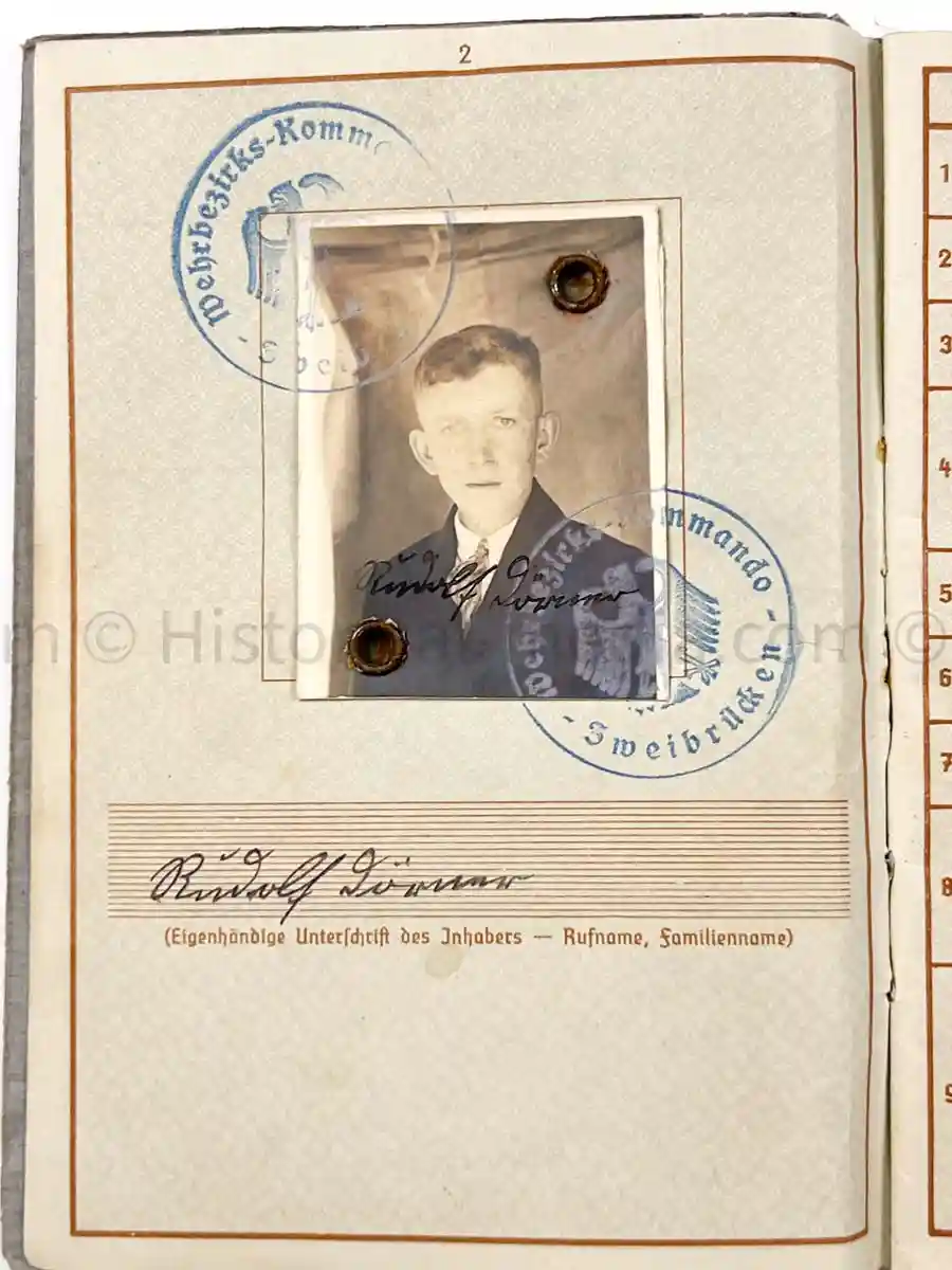 WEHRPASS - INFANTERIE REGIMENT 63 - 27. INFANTERIE DIVISION - AUSTRIAN ANSCHLUSS, POLAND, FRANCE, RUSSIA 
