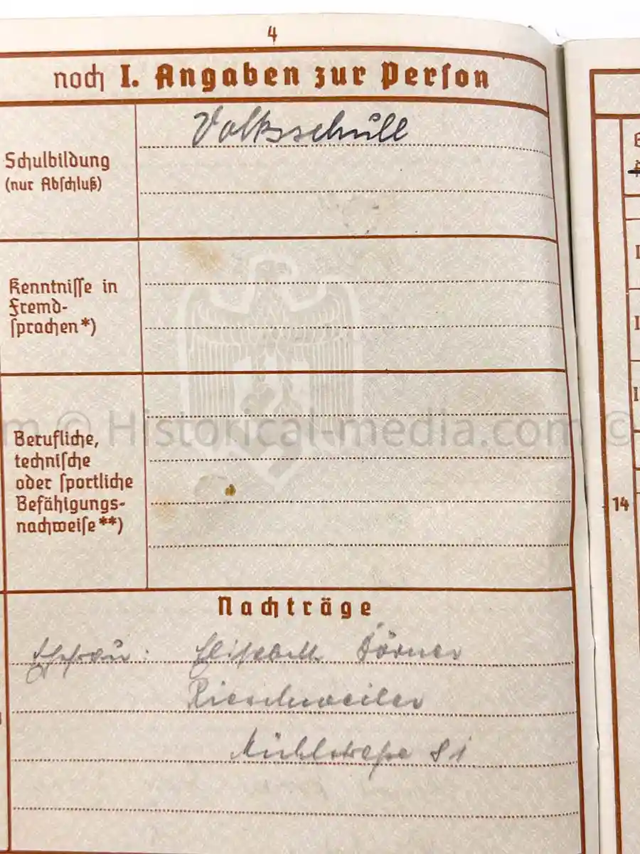 WEHRPASS - INFANTERIE REGIMENT 63 - 27. INFANTERIE DIVISION - AUSTRIAN ANSCHLUSS, POLAND, FRANCE, RUSSIA 