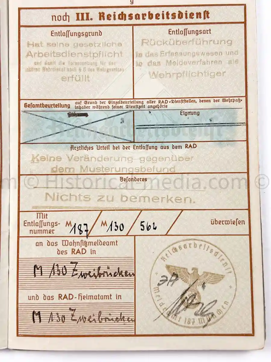 WEHRPASS - INFANTERIE REGIMENT 63 - 27. INFANTERIE DIVISION - AUSTRIAN ANSCHLUSS, POLAND, FRANCE, RUSSIA 