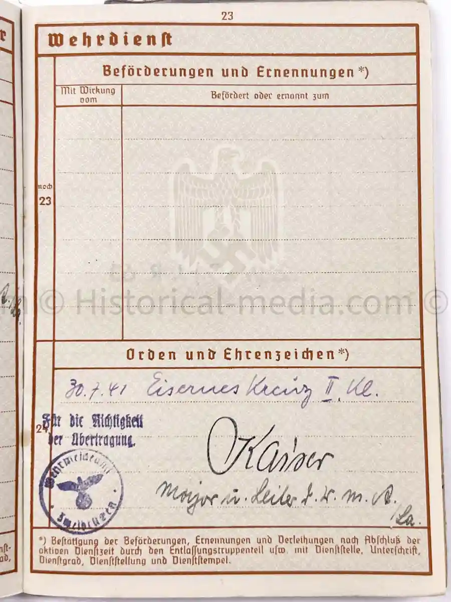 WEHRPASS - INFANTERIE REGIMENT 63 - 27. INFANTERIE DIVISION - AUSTRIAN ANSCHLUSS, POLAND, FRANCE, RUSSIA 