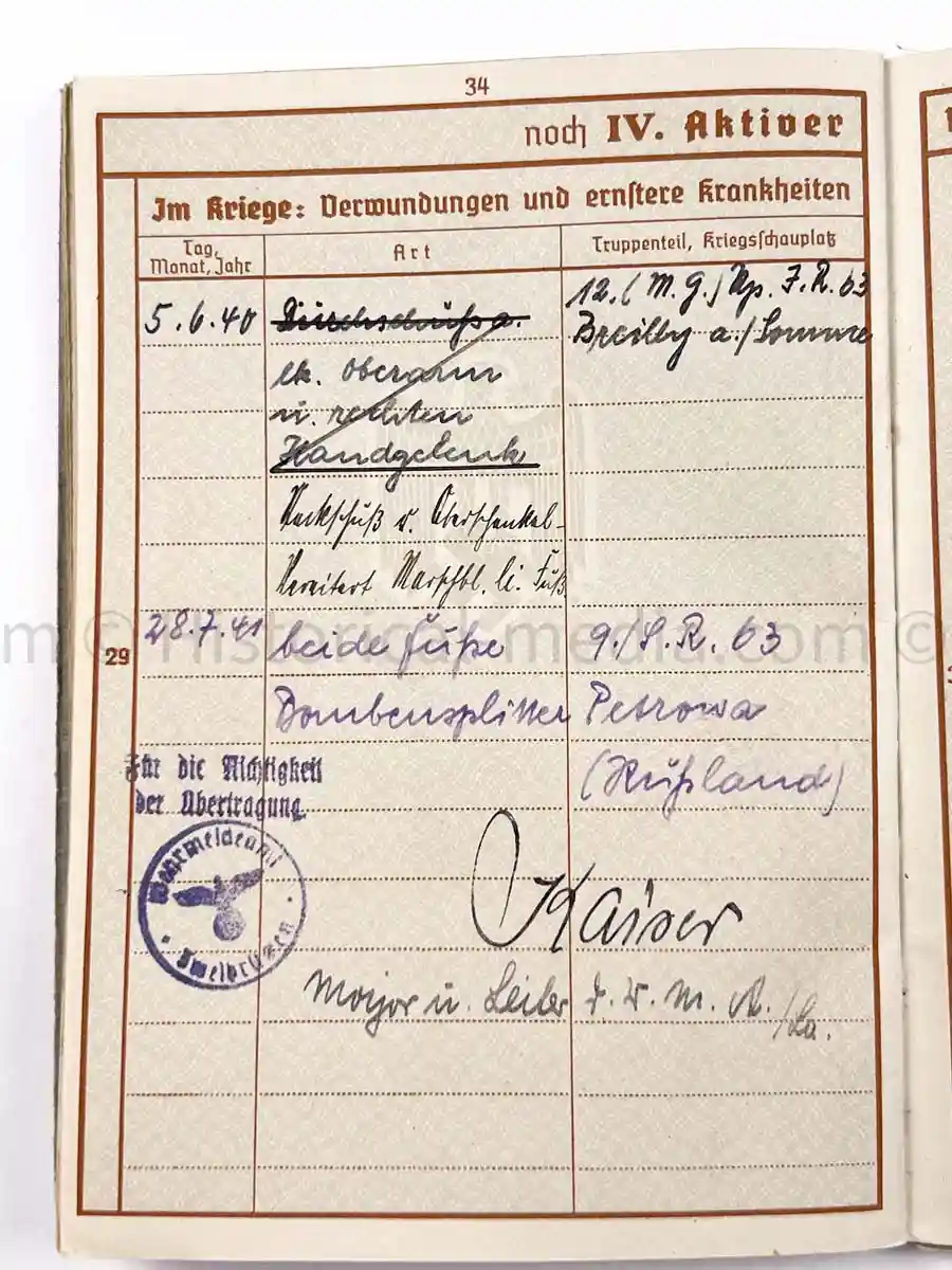 WEHRPASS - INFANTERIE REGIMENT 63 - 27. INFANTERIE DIVISION - AUSTRIAN ANSCHLUSS, POLAND, FRANCE, RUSSIA 