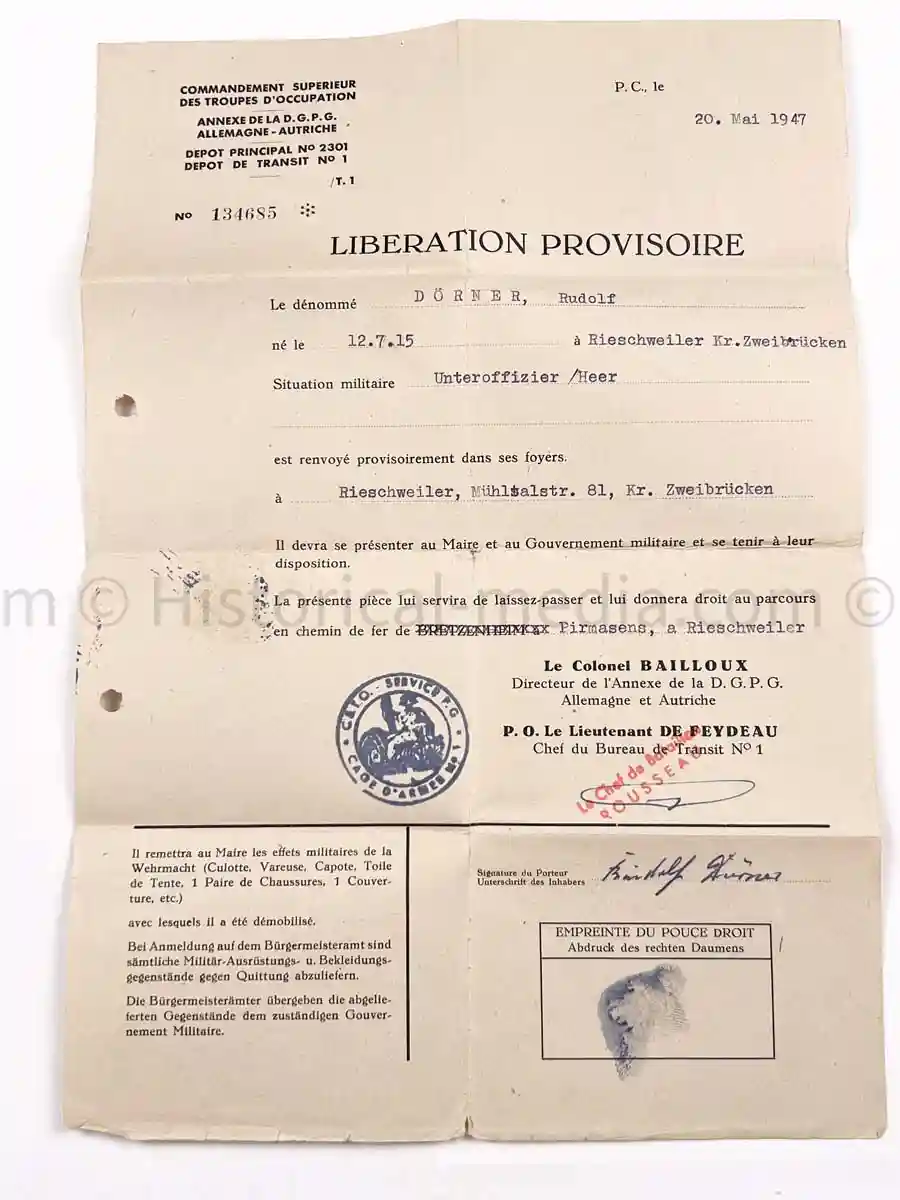 WEHRPASS - INFANTERIE REGIMENT 63 - 27. INFANTERIE DIVISION - AUSTRIAN ANSCHLUSS, POLAND, FRANCE, RUSSIA 