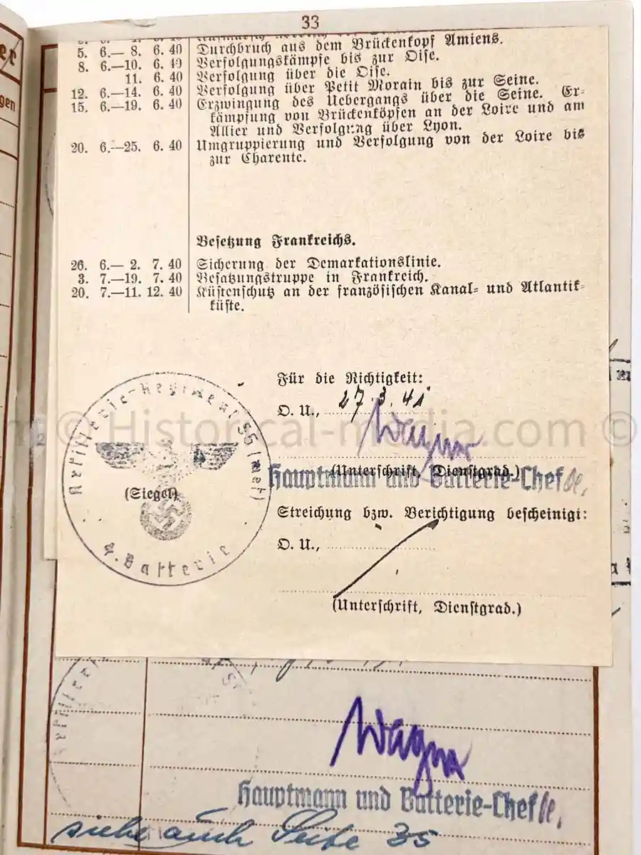 WEHRPASS - 19. & 246. INFANTERIE DIVISIONS - EK2 AWARDED FOR POLAND CAMPAIGN - KIA RUSSIA 1943 
