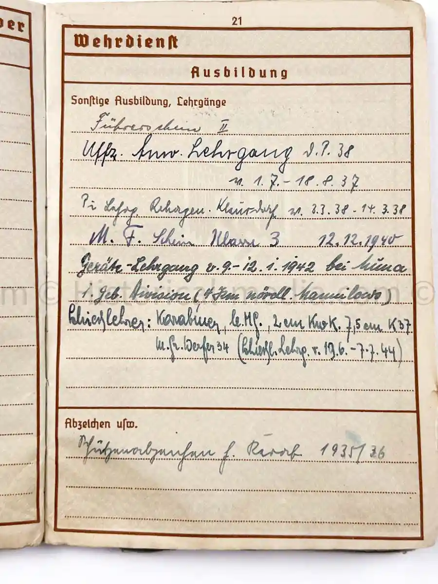 WEHRPASS - GEBIRGS KRADSCHÜTZEN SCHWADRON 54 - 1. GEBIRGS DIVISION - SUDETENLAND, POLAND, FRANCE, RUSSIA