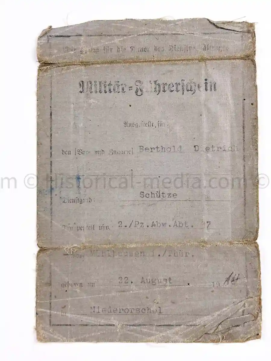 WEHRPASS - GEBIRGS KRADSCHÜTZEN SCHWADRON 54 - 1. GEBIRGS DIVISION - SUDETENLAND, POLAND, FRANCE, RUSSIA
