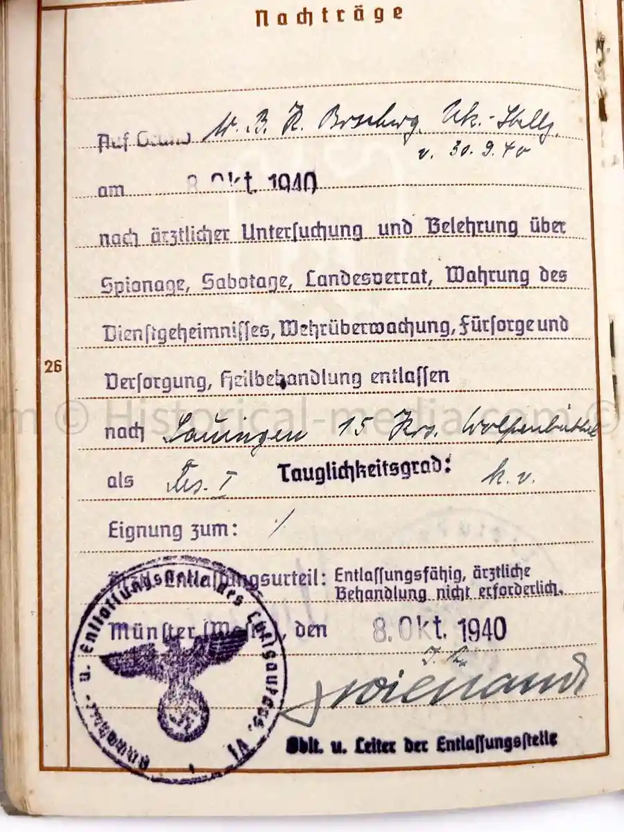 WEHRPASS - FLAK REGIMENT 36 - POLAND 1939 + FRANCE 1940 