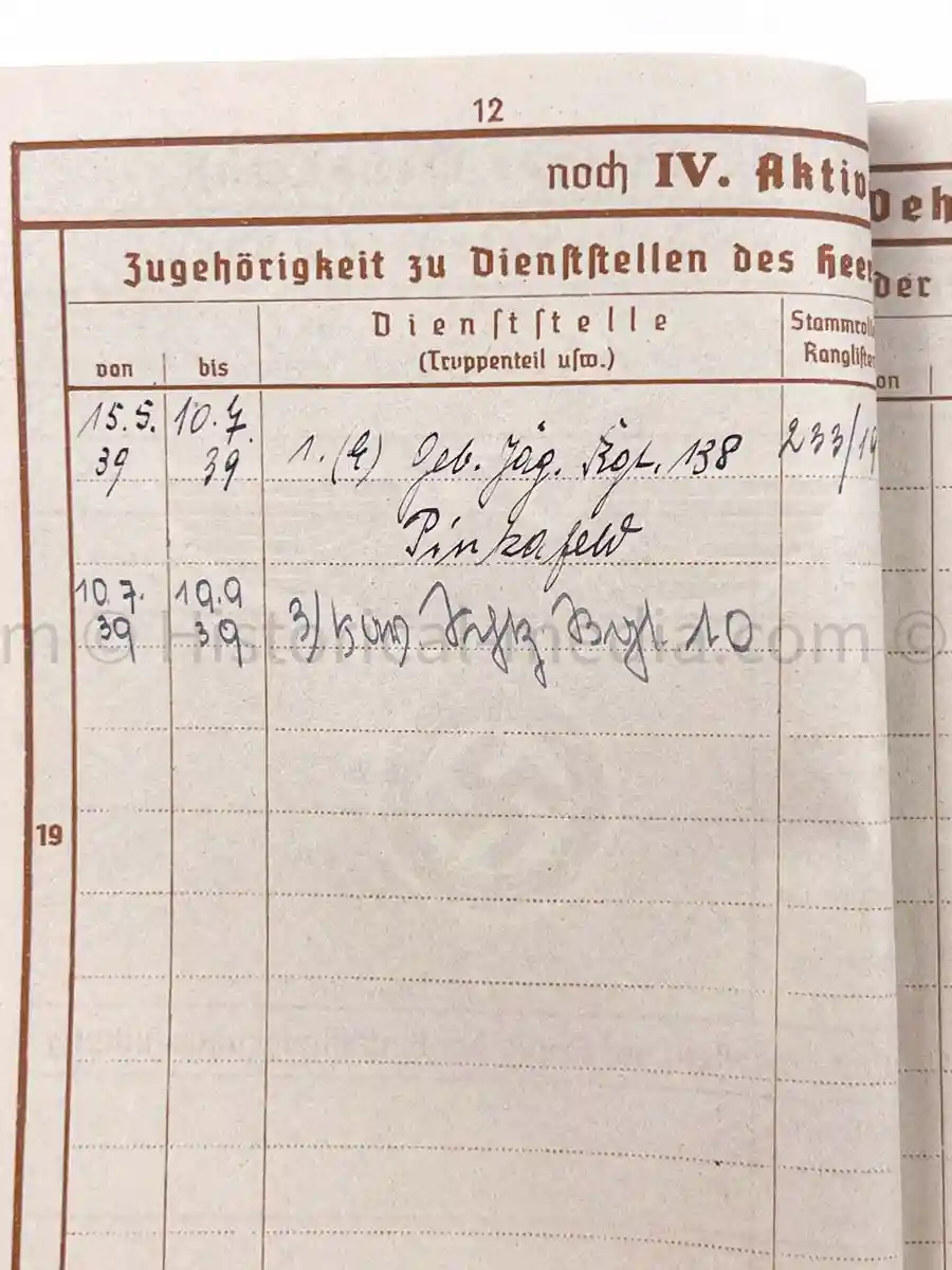 WEHRPASS - 4. LEICHTE DIVISION - KIA - POLAND CAMPAIGN 1939