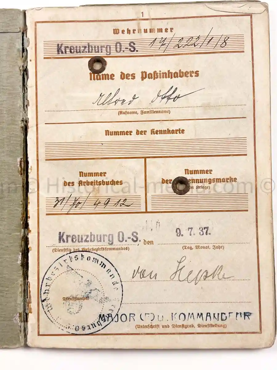 WEHRPASS - 18. INFANTERIE DIVISION - WOUNDED POLAND 1939 