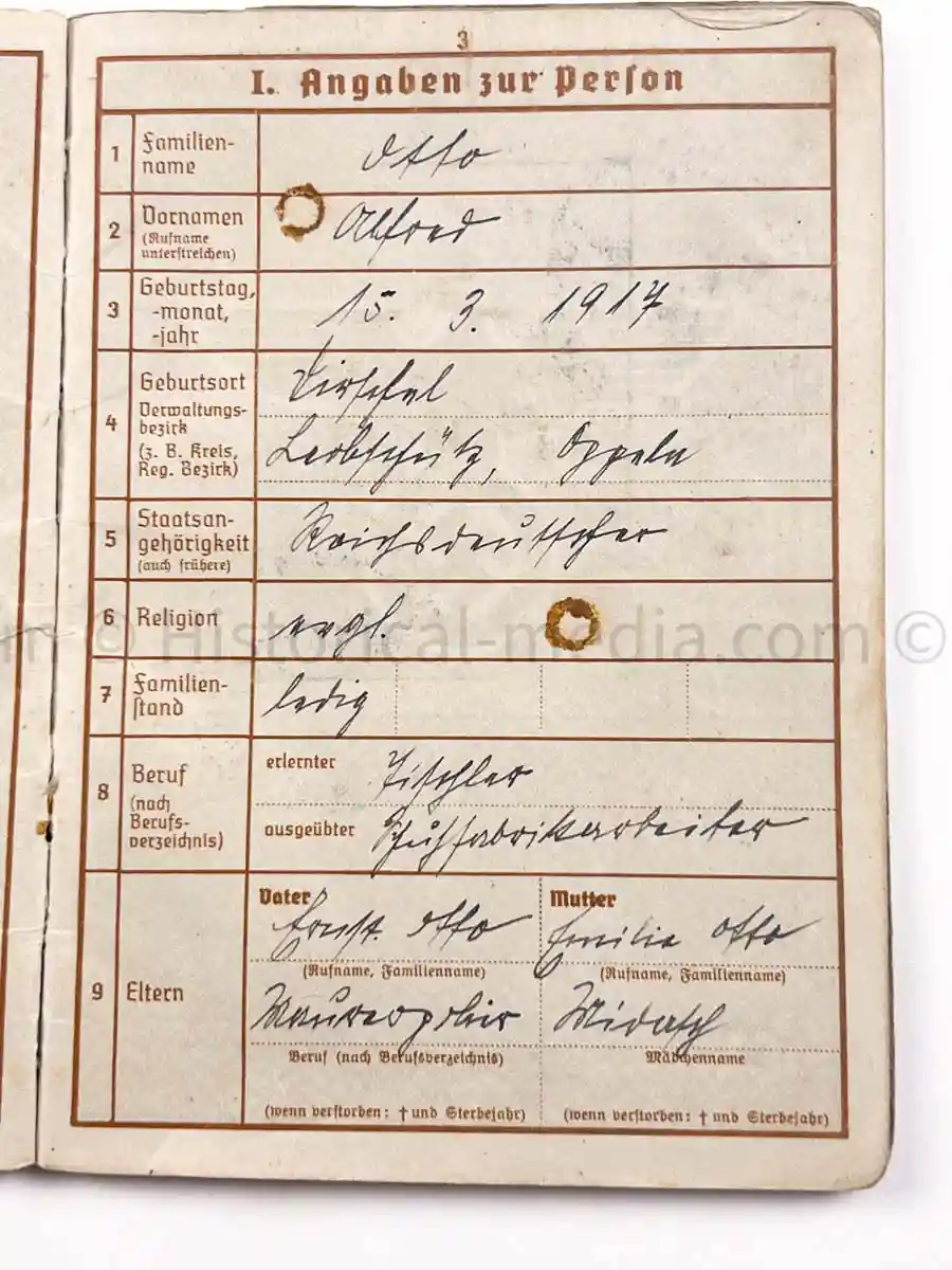 WEHRPASS - 18. INFANTERIE DIVISION - WOUNDED POLAND 1939 