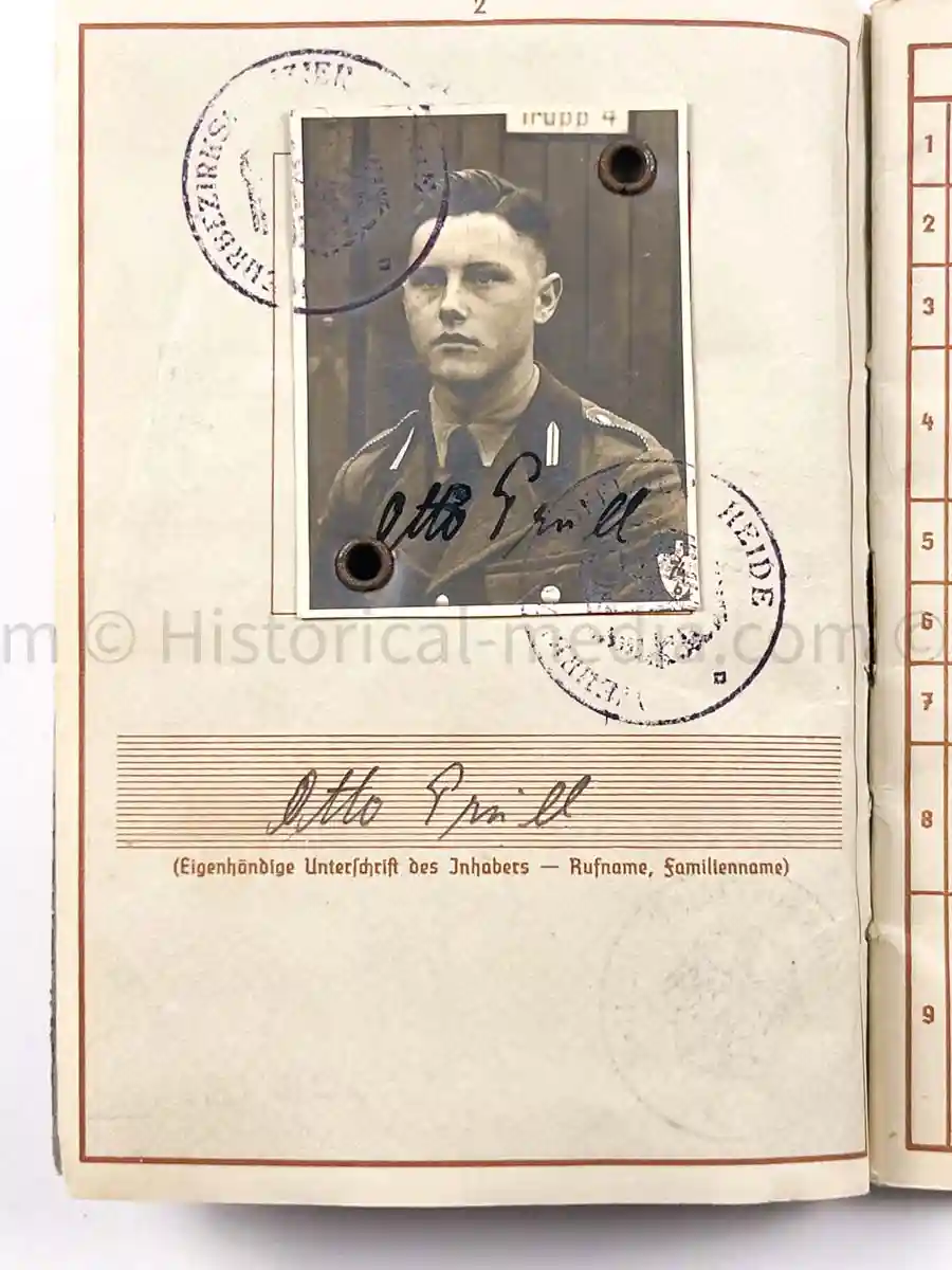 WEHRPASS - 2. INFANTERIE DIVISION (MOT.) - EK2 AWARDED FOR POLAND CAMPAIGN 1939 