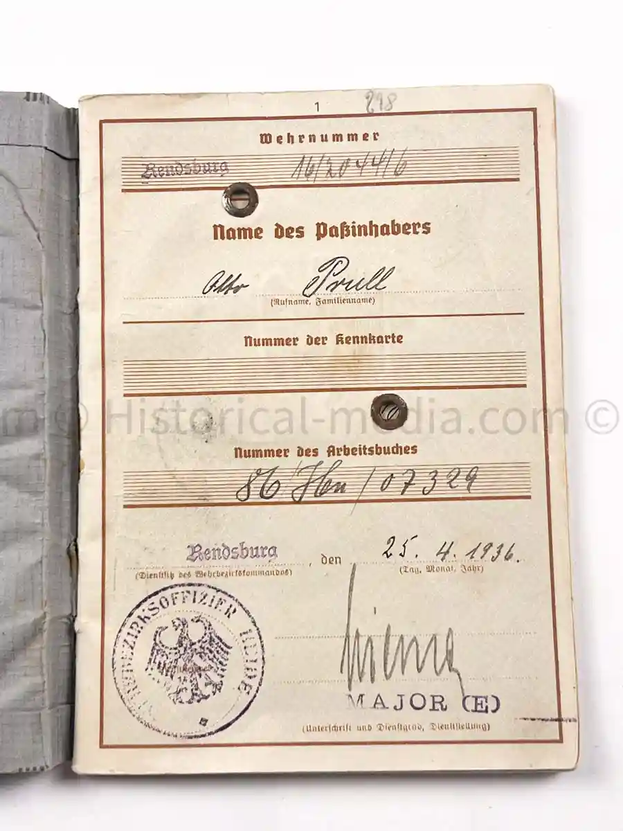 WEHRPASS - 2. INFANTERIE DIVISION (MOT.) - EK2 AWARDED FOR POLAND CAMPAIGN 1939 