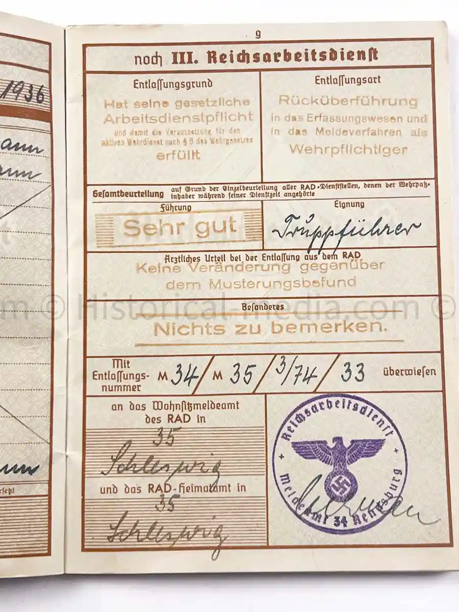 WEHRPASS - 2. INFANTERIE DIVISION (MOT.) - EK2 AWARDED FOR POLAND CAMPAIGN 1939 