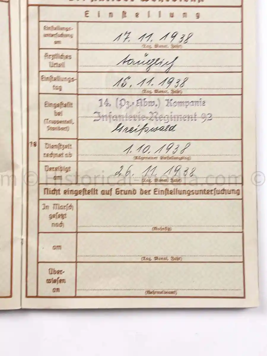 WEHRPASS - 2. INFANTERIE DIVISION (MOT.) - EK2 AWARDED FOR POLAND CAMPAIGN 1939 