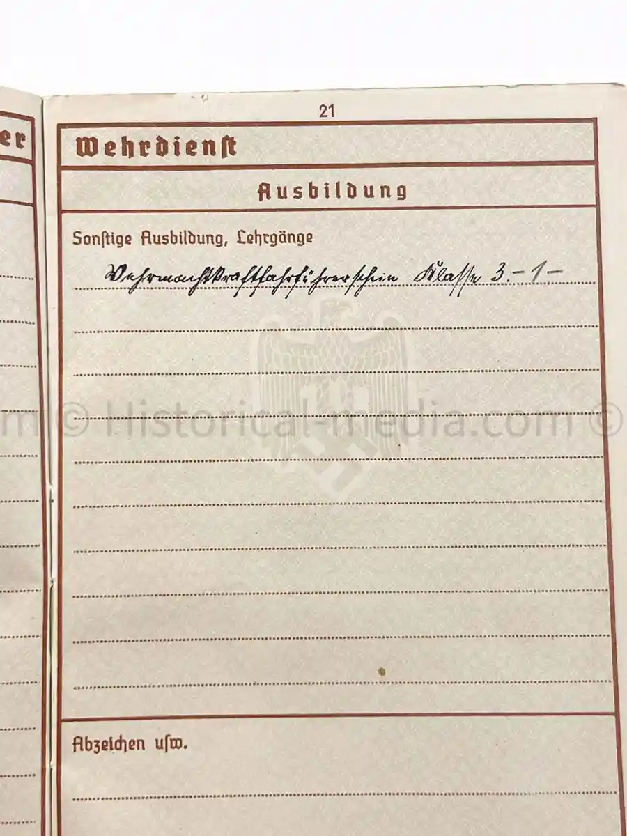 WEHRPASS - 2. INFANTERIE DIVISION (MOT.) - EK2 AWARDED FOR POLAND CAMPAIGN 1939 